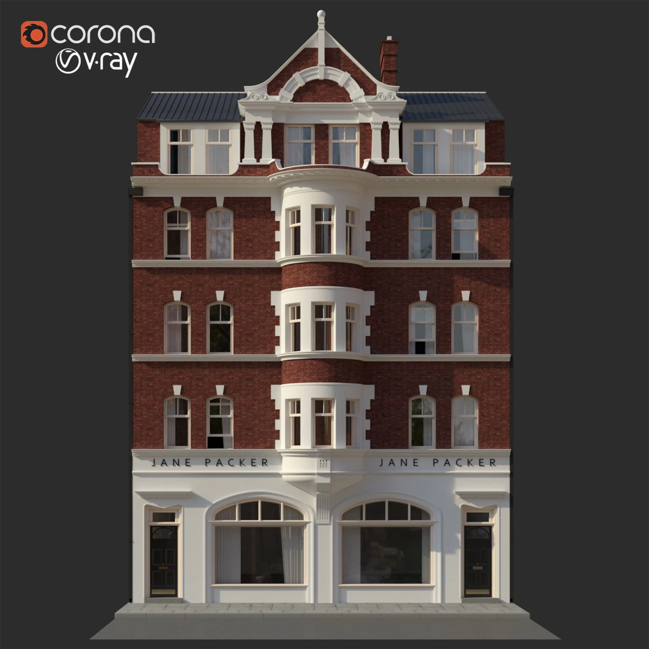 london building facade 3D Model .c4d .max .obj .3ds .fbx .stl .blend 