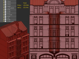 london building facade 3D 模型