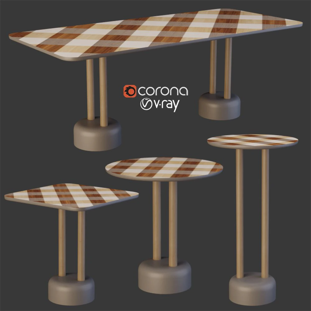 vichy dining table 3D Model .c4d .max .obj .3ds .fbx .stl .blend