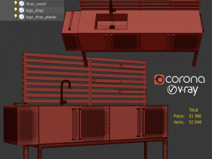 drop kitchen module Model 3D