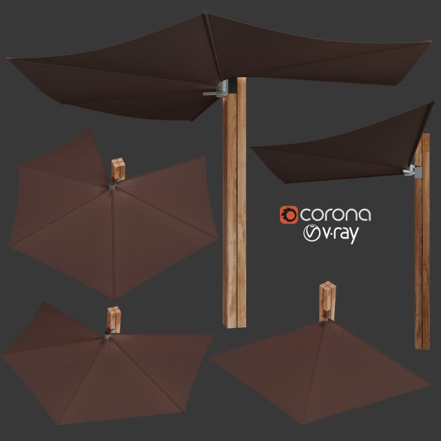 wall-mounted garden umbrella Modèle 3D .c4d .max .obj .3ds .fbx .stl .blend 