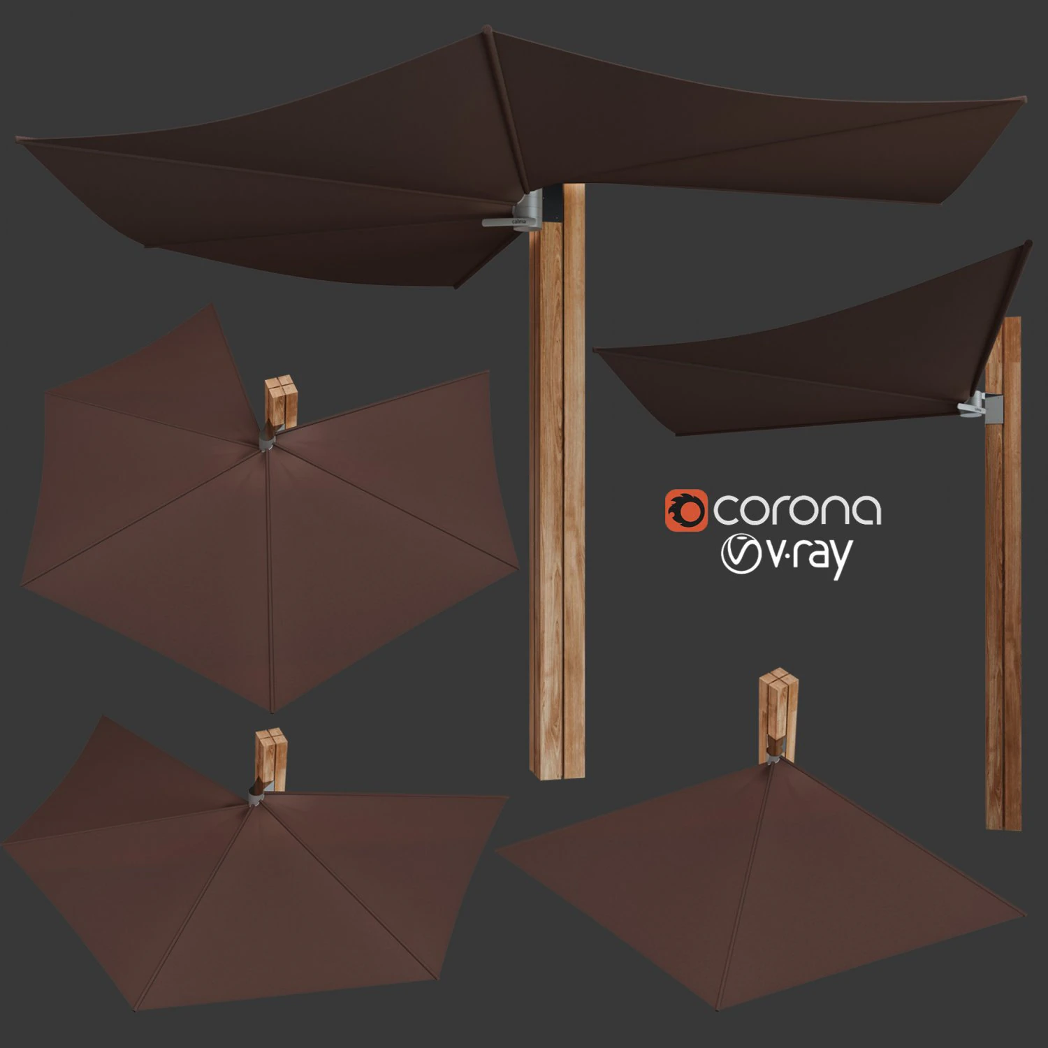 wall-mounted garden umbrella 3D Model .c4d .max .obj .3ds .fbx .stl .blend 