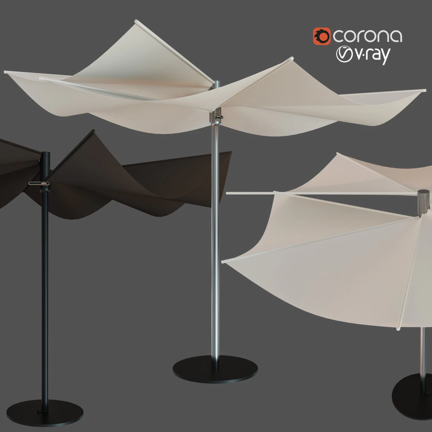 round garden umbrella 3D Model .c4d .max .obj .3ds .fbx .stl .blend 