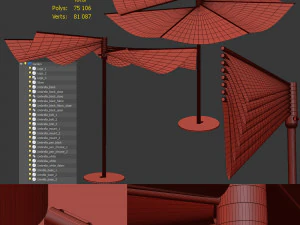 round garden umbrella 3D Model