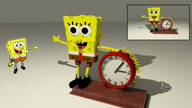 sponge pop desk clock 3D मॉडल .c4d .max .obj .3ds .fbx .stl .blend 
