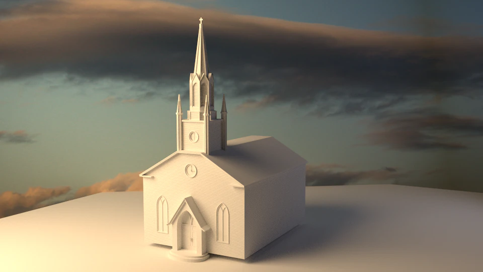 church 3D Model .c4d .max .obj .3ds .fbx .stl .blend 