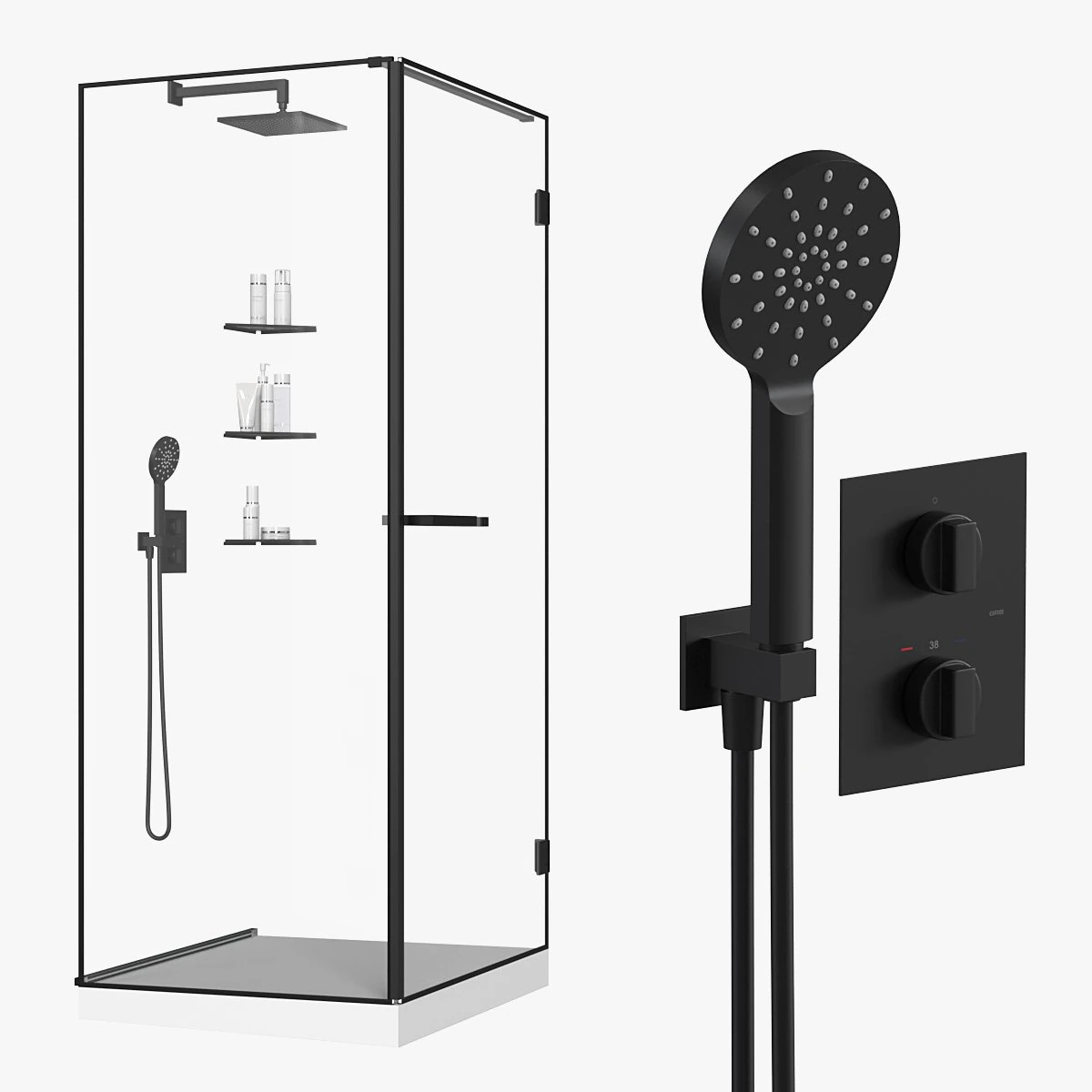 Shower cabin 3D Model .c4d .max .obj .3ds .fbx .stl .blend 