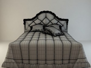 bed with flowers 3D 모델