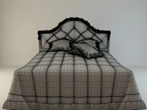 bed with flowers 3D Model