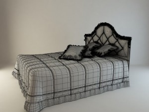 bed with flowers 3D 모델