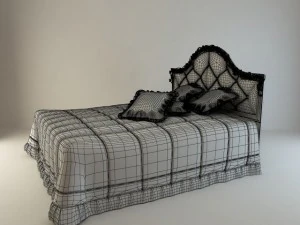 bed with flowers 3D Model