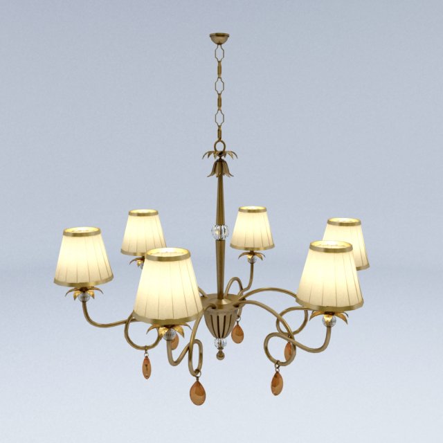 six leaf chandelier 3D Model .c4d .max .obj .3ds .fbx .stl .blend 