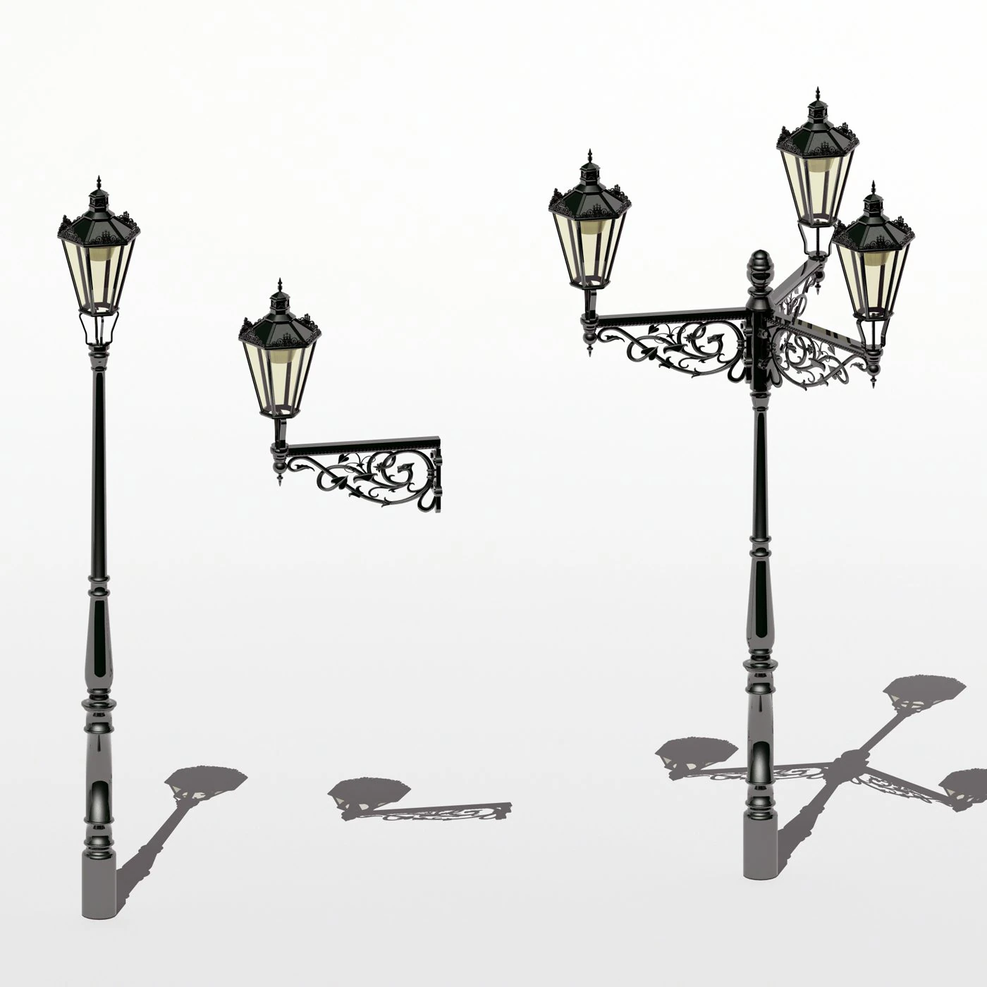 prague streetlamps j a set of three 3D Model .c4d .max .obj .3ds .fbx .stl .blend 