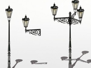 prague streetlamps j a set of three 3D Model