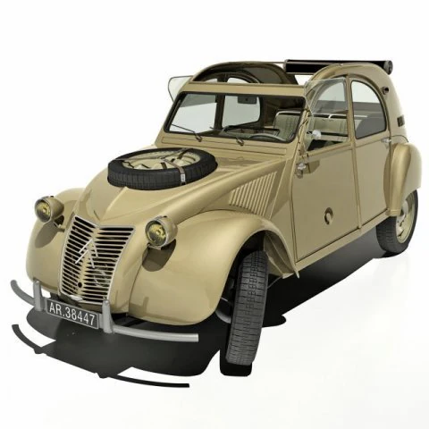 1958 citroen 2cv sahara 4x4 3D Model .c4d .max .obj .3ds .fbx .stl .blend 