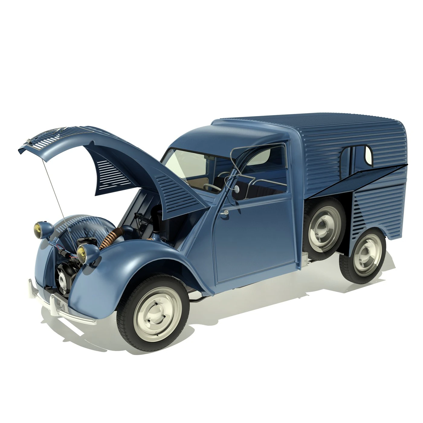 citroen 2cv azu van 3D Model .c4d .max .obj .3ds .fbx .stl .blend 