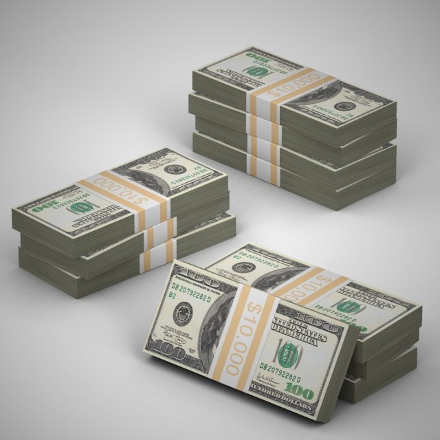 money bundles 3D Модель .c4d .max .obj .3ds .fbx .stl .blend 