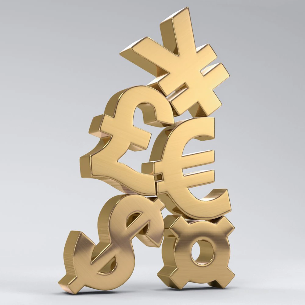 stacked currency symbols 3D Model .c4d .max .obj .3ds .fbx .stl .blend