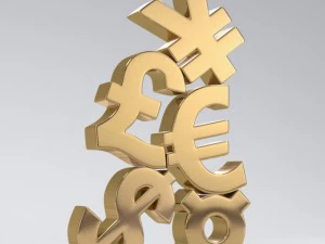 s&iacute;mbolos de moeda empilhados Modelo 3D