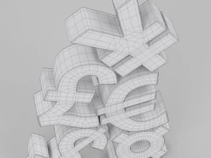 stacked currency symbols 3D Model