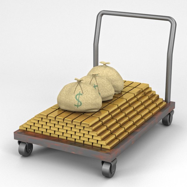 flatbed and dolly Model 3D .c4d .max .obj .3ds .fbx .stl .blend 