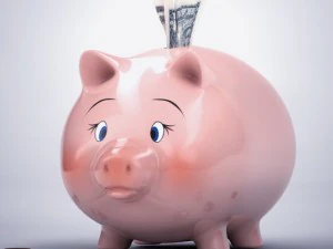 celengan dengan uang Model 3D