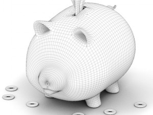 piggy bank with money Modèle 3D