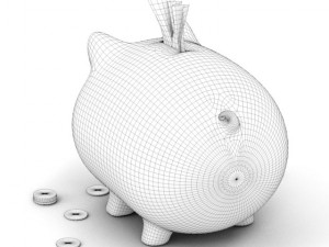piggy bank with money Modèle 3D