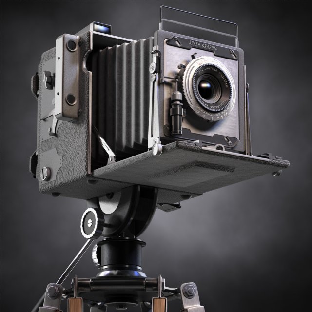 speed graphic on tripod 3Dモデル .c4d .max .obj .3ds .fbx .stl .blend 