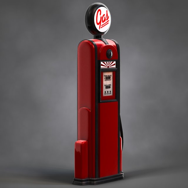 50s gas pump 3D Model .c4d .max .obj .3ds .fbx .stl .blend 