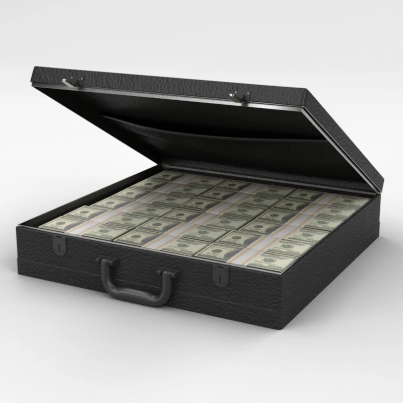 briefcase and money 3D Model .c4d .max .obj .3ds .fbx .stl .blend 