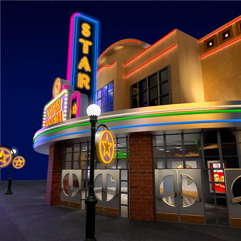 movie theatre 3D Model .c4d .max .obj .3ds .fbx .stl .blend 