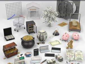 financial collection 3D Model
