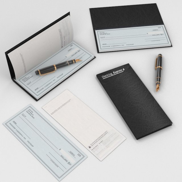checkbook and pen Modelo 3D .c4d .max .obj .3ds .fbx .stl .blend 