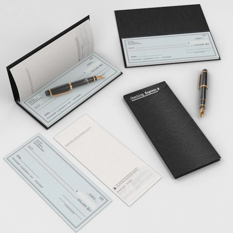 checkbook and pen 3D Model .c4d .max .obj .3ds .fbx .stl .blend 