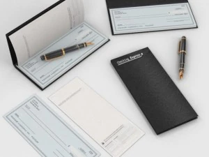 buku cek dan pena Model 3D