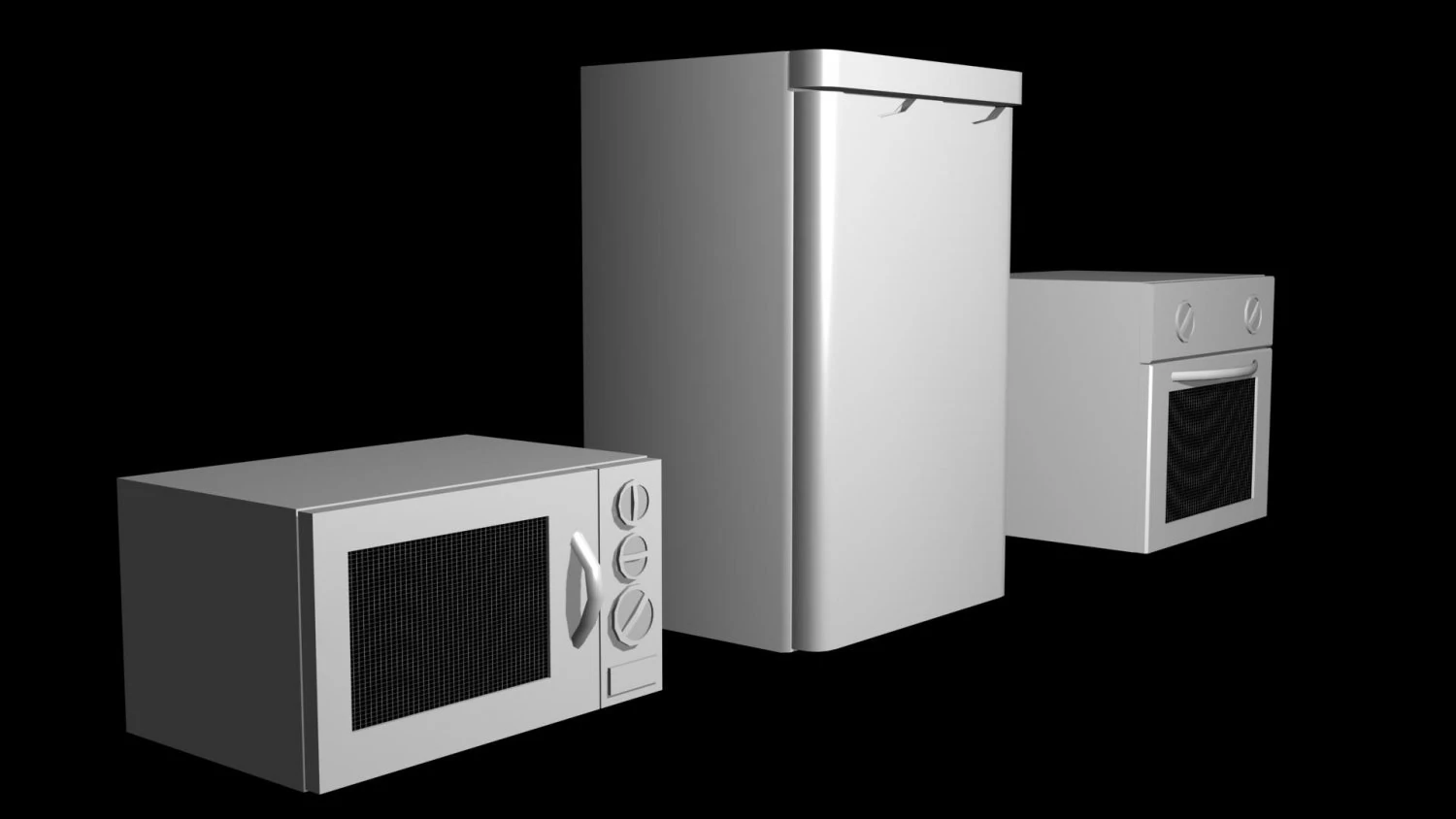 fridge microwave oven 3D Model .c4d .max .obj .3ds .fbx .stl .blend 