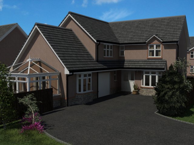 domestic house with conservatory 3Dモデル .c4d .max .obj .3ds .fbx .stl .blend 