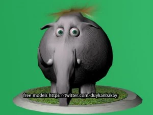 象の漫画 3Dモデル