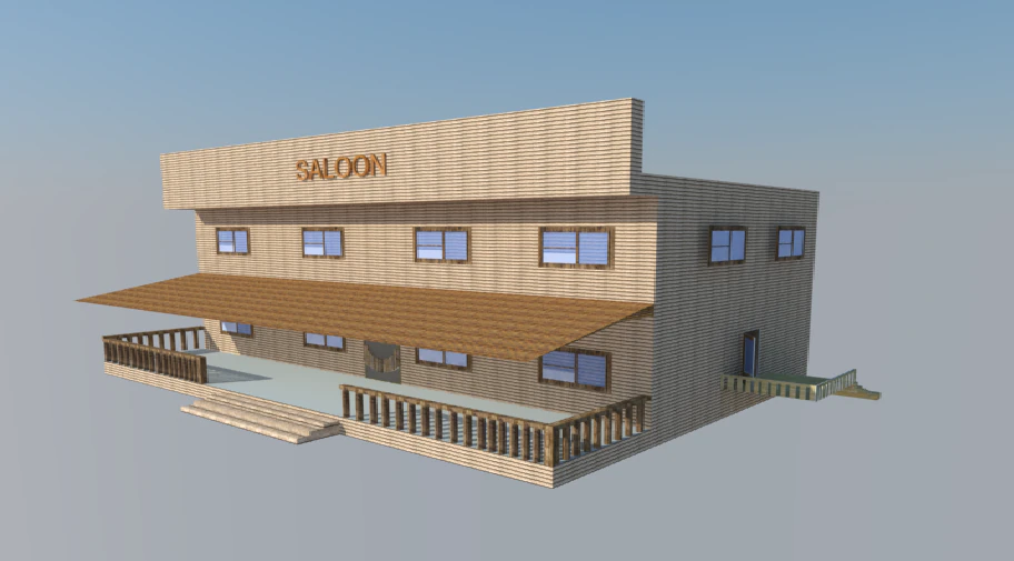wild west saloon 3D Model .c4d .max .obj .3ds .fbx .stl .blend 