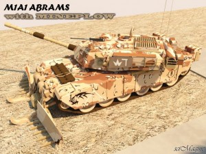 m1a1abrams with mine plow Model 3D