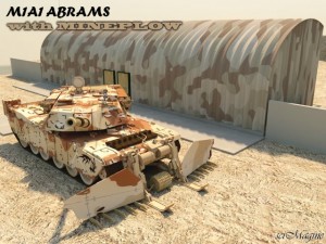 m1a1abrams with mine plow Model 3D
