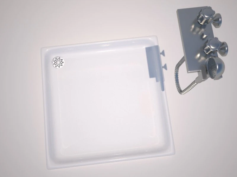 shower tray and tap 3D Model .c4d .max .obj .3ds .fbx .stl .blend 