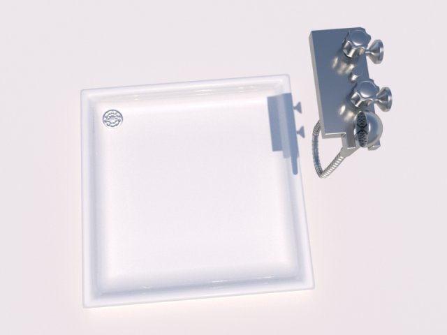 shower tray and tap low poly 3D Model .c4d .max .obj .3ds .fbx .stl .blend 