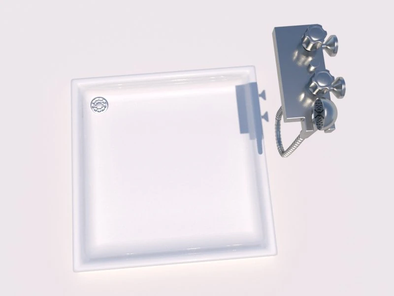 shower tray and tap low poly 3D Model .c4d .max .obj .3ds .fbx .stl .blend 