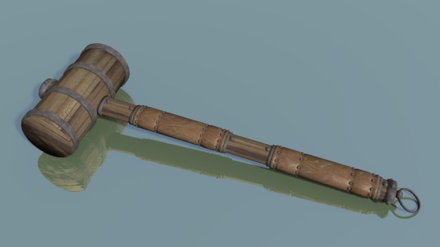 zweihand hammer des holzkopfs 3D Model .c4d .max .obj .3ds .fbx .stl .blend 