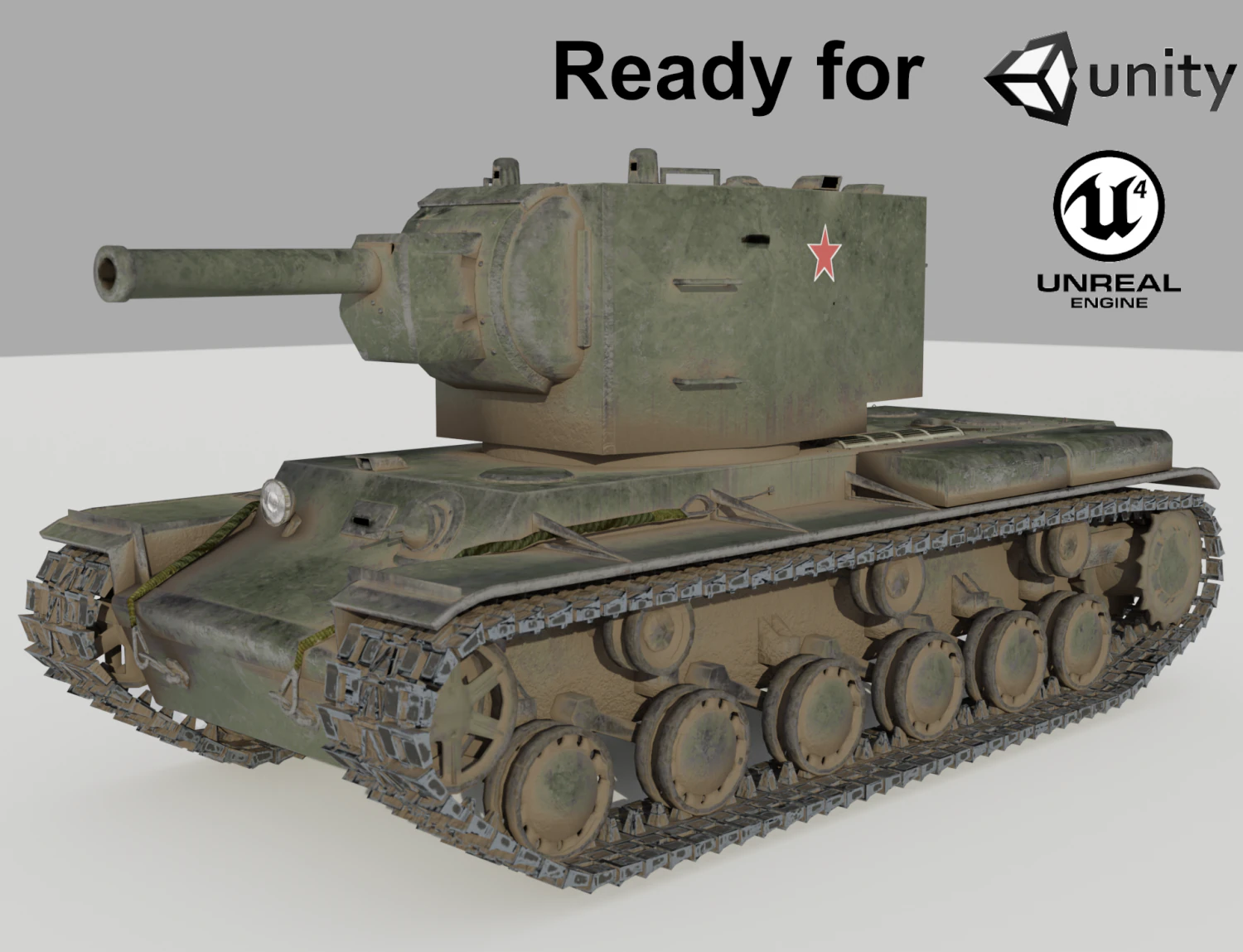 kv 2 soviet heavy tank 3D Model .c4d .max .obj .3ds .fbx .stl .blend 