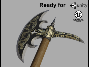 medieval fantasy axe Model 3D