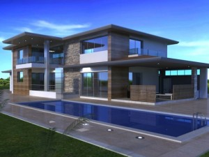 house with pool Modello 3D