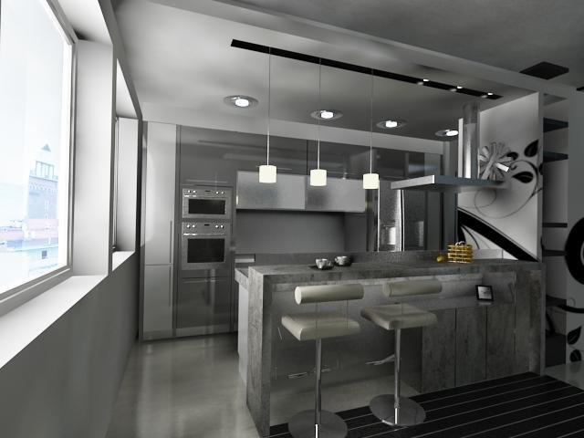 modern kitchen 3D Model .c4d .max .obj .3ds .fbx .stl .blend 